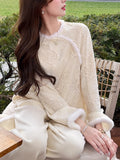 Jade Gourd Water Marinade Plus Velvet Knitted Jersey Girl Autumn Winter Cotton Lace Embroidery Inside Cloth