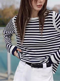 Lyselle Tiansi Bumps Striped Long-Sleeved T-Shirts For Women's Early Autumn Jackets