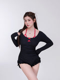 Wow 2026 New Swimsuit Slim Breast Conservative Students Female Thin Hot Spring Senior Feeling Beautiful Conjoint Long Sleeve