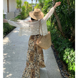 2025 Bohemian Print High-Waisted Broad Leg Trousers Yunnan Thailand Tourist Tug Trousers + Vest