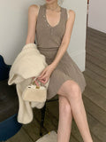 The Sunny Day Confession_Through The Wardrobe Full Folded Full Wool Skirt / V Collar Henry Waist High-Waist College Wind