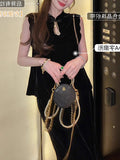 New Chinese High-End Simulation Silk Velvet Lace Vest Lace Skirt Lace Skirt Thin Suit Woman