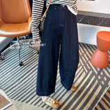 Pear Type Of Grace Pants ~! Shading Thin Nine-Point Scissors Jeans Women 2026 Autumn New Loose Broad Leggings