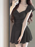 2026 New Wave Dot-Body Swimsuit Female Bow Bow To Waist Lotus Side Girl Hot Spring Seaside With Breast Cushion Swimsuit