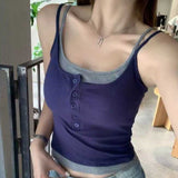 10125# Summer New Pure Desire To Fake Two-Piece Sling Vest Repair Body With Chest Cushions On A Top