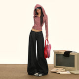 Autumn And Winter New Red Buckle Eyes Low-Waist Loose A-Shaped Washing Water Original Trend Of Cowgirl Broad-Legged Trousers