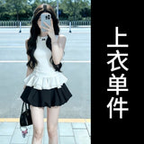 Korean Gold Style Temperament Sleeveless Tuff Dress Sweet Casual Girl Tidly Dressed Half-Dress Skirt Two-Piece