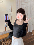 Korean Fashion Suit Solid Color Temperament Long-Sleeved Open Shirt Women In Autumn With Thin Sling Vest Two-Piece Set