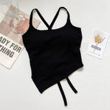 Summer Hot Girls Inside And Outside Wearing Green Seaside Wear Tops Irregular With Chest Cushions Small Sling Vest Woman