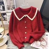 Autumn And Winter Sweater Sweet Doll-Collar Sweater Cardigan Women 2025 Hit The New Net Red Knitted Jacket Tide