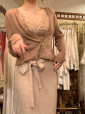 Beautiful Wife Dress Up On The Top Of The New Knitted Cardigan Autumn And Winter Lace Inside The Top Woman