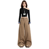 Millard Wears White Casual Pants Women's Spring And Autumn Loose Straight-Tight Tide Dragging Wide Leg Pants Snow Neil