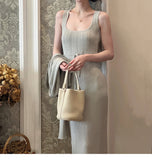 Polaberry Pampering French Knitted Sling Suit Women's Spring And Summer Temperament Dress Open Shirt