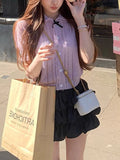 Miu Is A Good Card, The Little Ma's Hair Summer Knitted Doll Collar Short-Sleeved Shirt Woman