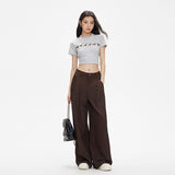2026 Autumn Languid Wind Wide Leg Pants Women Loose Fall Feeling Folding Casual Straight Trousers Women