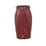 Korean Version Of The Famous Sexy Temperament Pu Skin Repair Kite Half Skirt In Front Of The Fork Half Skirt Lightly Fashionable Thin Midskirt