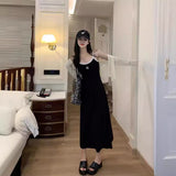 Yuyue Yue Striped V-Neck A-Character Sling Dress Woman Xia Han Casually Repair Waist-Skinny Dress