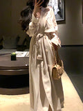 Nine-Headed Windcoe Double Buckle Collar Hanging Temperament Wind Coat Autumn Waist Long British Style