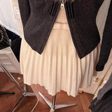 Autumn And Winter Knitting Under The Collection Of Bow Lace High Waist Half-Dress 100-Fold Skirt A Word Hem Long Skirt