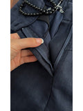 2025 New High-Waisted Straight-Fitting Relaxed Leisure Thin Blue Linen Ice Broad Leg Pants Women's Summer Thin