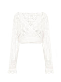 Soft Sister Summer Soft Yarn Cross-Banded Short Knitted Shirt / Hollow Open Shirt Loose Type