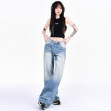| Creases To Make Old Water Wash Jeans Summer 2025 New Drag Floor Thin Loose Straight Broad Leg Pants Summer Thin
