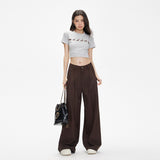 2026 Autumn Languid Wind Wide Leg Pants Women Loose Fall Feeling Folding Casual Straight Trousers Women