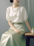 Loose Chic Round-Neck Short-Sleeved Shirt Women's Summer New Thin Temperamentd Set Of Prettier Tops Beautiful Unique Shirt