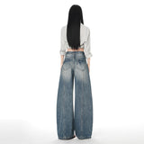 Deconstruction | Design Deconstruction Of Water Wash Jeans Three-Dimensional Line Wide Leg Pants Women Drag Floor Trousers Yichun Cotton