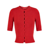 Korean Temperament Sleeve Knitted Cardigan Blouse Spring And Summer New Round-Neck Foundation Bottoming Shirt Short-Sleeved T-Shirt Girl