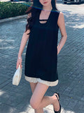 This Year's First Little Black Dress Miu Black Vest Temperament A Short Skirt