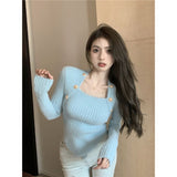 Pure Desire To Lead The Sweater Autumn And Winter Soft And Long Short Design Sense Of Niche Unique Fashion Thicken With Low-Necked Bottom Shirt