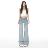 Low-Waisted Micro-Horn Jeans Women's New Light Blue Pants Black Cow Trousers In The Autumn And Winter 2025