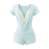 White V-Neck Shoulder Lace Spliced Short-Sleeved T-Shirt Girl Summer Sexy Slimming Hottie Shirt Top