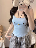 10117 #Summer Cute Slimming Bottom Blouse Kt Cat Soft Sister Sling Vest Sexy Short Girl