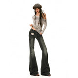 26Th Ootd!| Vintage Micro-Rare Jeans Autumn And Winter Slim Slimming Low-Rise Water Wash Black And Gray Pants