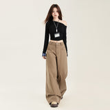 Millard Wears White Casual Pants Women's Spring And Autumn Loose Straight-Tight Tide Dragging Wide Leg Pants Snow Neil