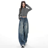 Cute Street Loose Broad Leg Three-Dimensional Cut Silhouette Jeans Drag Floor Pants Nine-Point Trousers Length