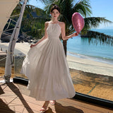 2026 New Sanya Yunnan Seaside Vacation Lace Lace Hanging Neck With Long Dress
