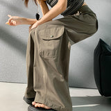 5744 Design Sense Retro Babes Scissors Trousers Set Thin Multi-Pocket Broad-Legged Workwear Casual Pants Regular