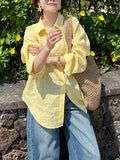 Yellow 100 Linen Shirt Women 2025 Spring And Summer Korean Version Of The Thin Sunscreen Shirt Chic Top