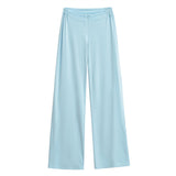 Purely Want Girl V-Shaped Waist-Hanging Feeling Modale Zip Thin Slacks Home Fitness Pants Wide Leg Trousers New