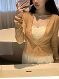 Intelligent Cardigan 16 Stitches 48 100 Fine-Sing-Pin Wool Thin Lace Knitted Shirt Women's Summer