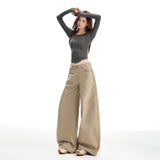 25 Autumn And Winter New Washing Faetyle Fabric High Waist Thin Design Loose Broad Leg Leisure Pants Women