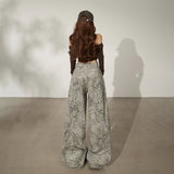 YC& Vintage High-Rise Loose-Fitting Broad-Legged Trousers Leopard-Print Scissors Trousers Set Autumn And Winter Hanging Sleek Jeans Woman