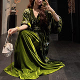 New Chinese Style Velvet Velvet Flower Dress Autumn Beautiful Dress