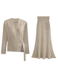 Qingtan Dong Beauty Paper Knitted Dress Suit Women's Autumn And Winter Temperament