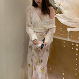 Soft Sister Summer Soft Yarn Cross-Banded Short Knitted Shirt / Hollow Open Shirt Loose Type