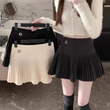 In The Autumn And Winter Of 2025, The New Hot Girl Style Commuter 100-Folded Skirt Pure-Colored High-Waisted A-Word Short Skirt Is Thin And Catchy.