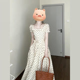 French Retro Niche White Wave Dot Short-Sleeved Dress Women's 2026 New Summer Temperament Waist Dress